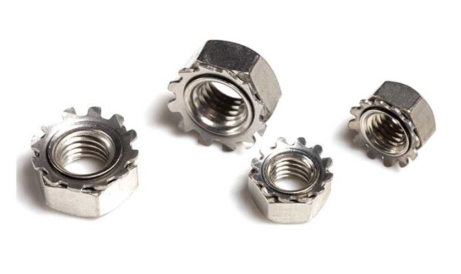 Stainless steel hexagon nuts with teeth